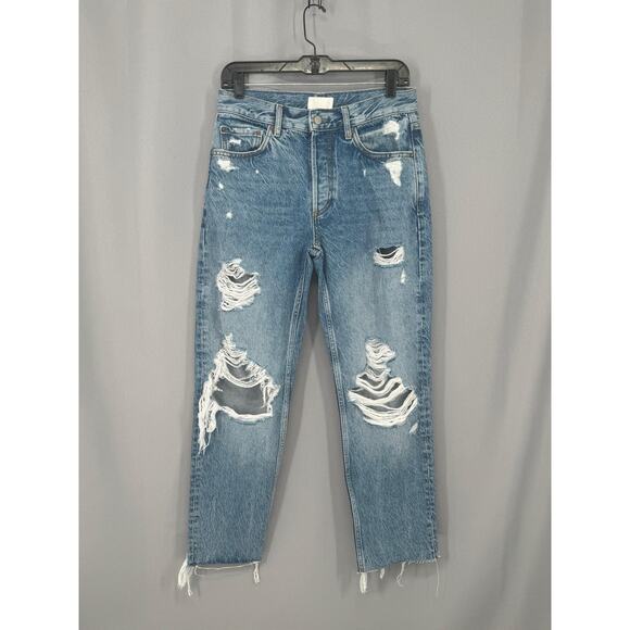 Boyish Denim - Boyish Jeans Womens 27 Blue The Tommy High Rise Straight Distressed Vegan Denim